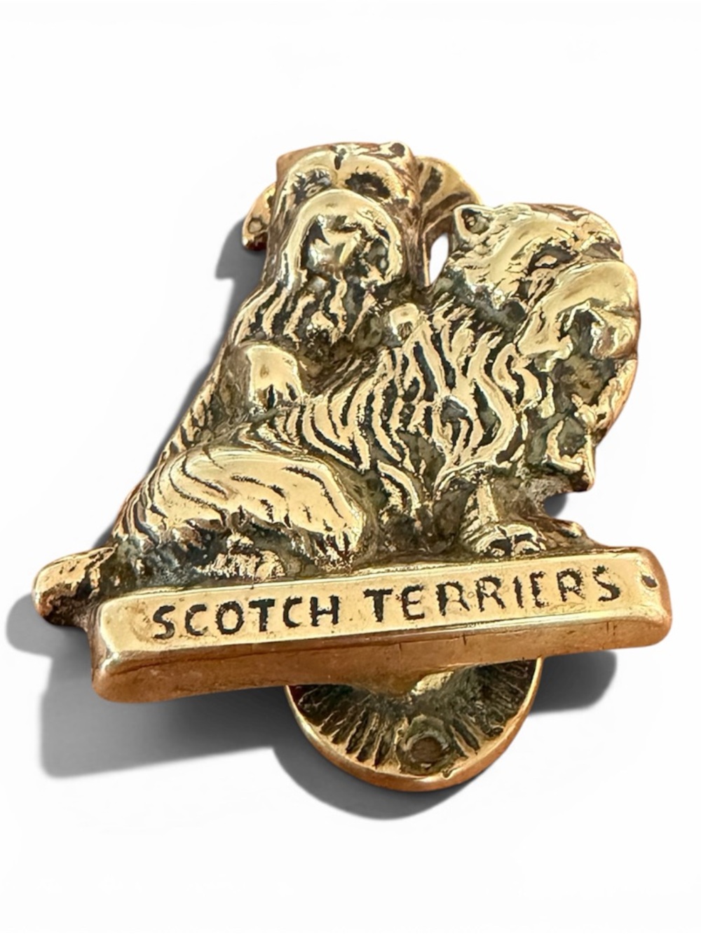 Vintage English Brass Scottish Terriers Scotch Dog Motif Door Knocker